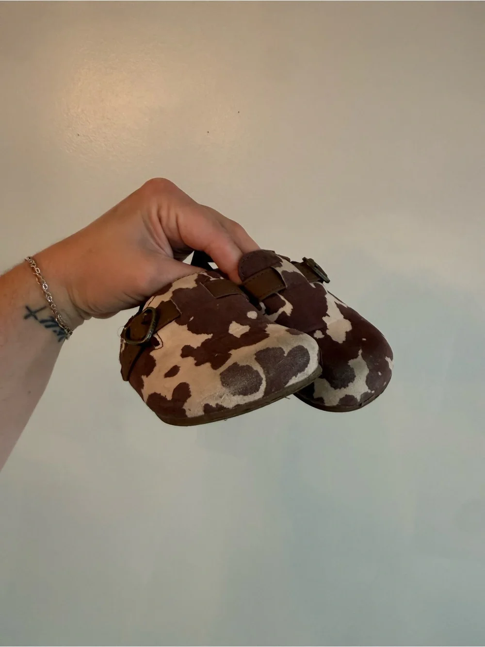 Old Navy Brown & White Cow-Print Kids Slip-On Moccasins